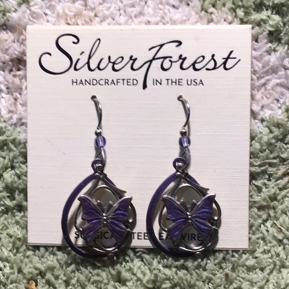 Surgical Steel Handcrafted purple butterfly 🦋 with silver accent